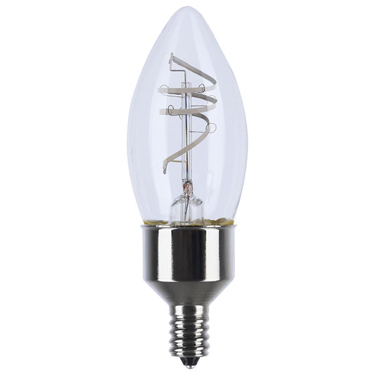 Satco S10523 4B11/CL/LED-GF/COIL/927/2CD 4 Watt LED; Reminiscent; Flex Gray Coil Filament; B11; Candelabra Base; 2700K CCT; Clear; 120 Volt; 2-Pack