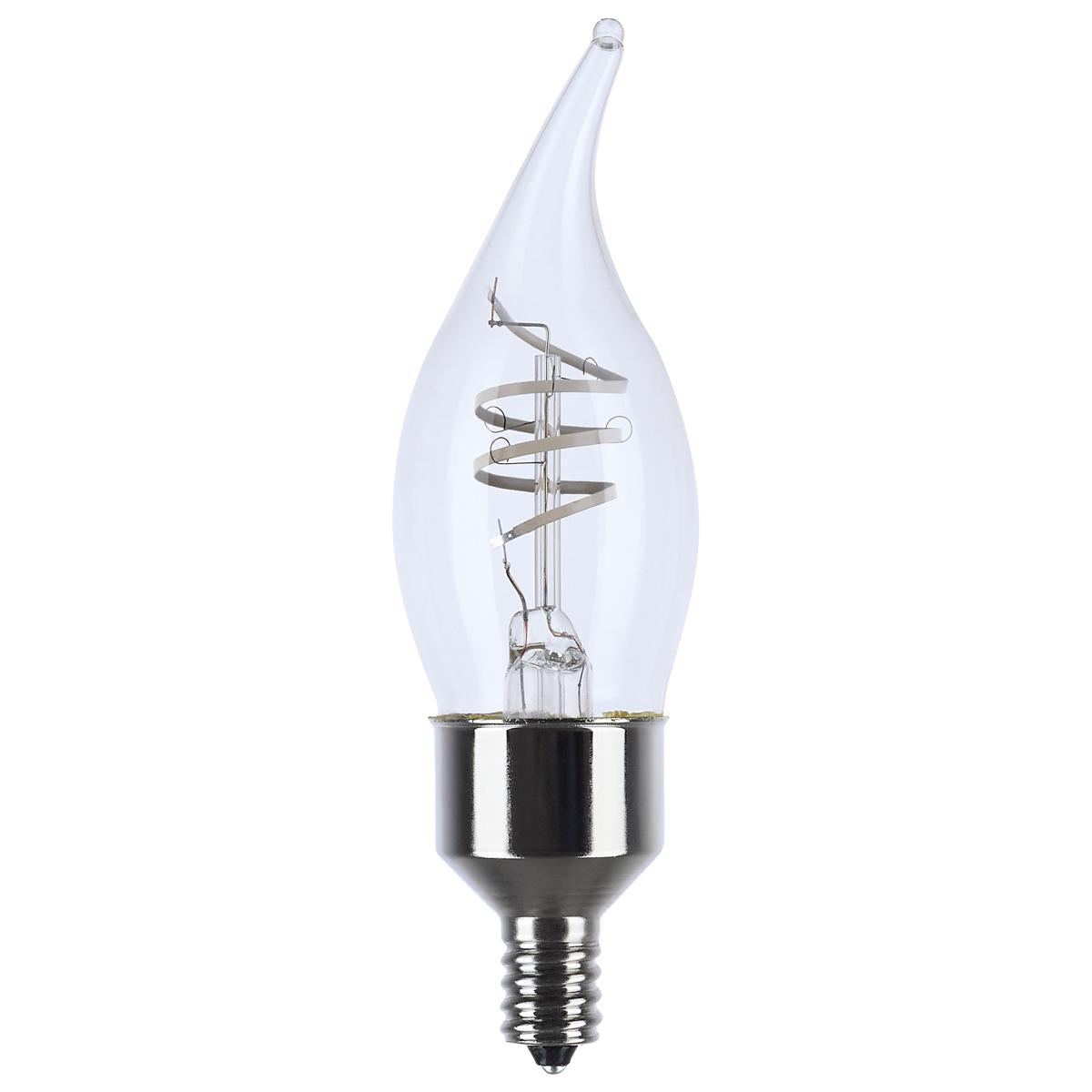 Satco S10524 4CA11/CL/LED-GF/COIL/927/2CD 4 Watt LED; Reminiscent; Flex Gray Coil Filament; CA11; Candelabra Base; 2700K CCT; Clear; 120 Volt; 2-Pack