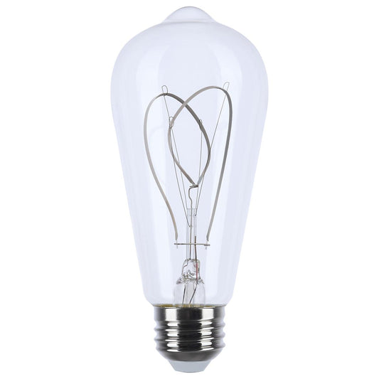 Satco S10525 6ST19/CL/LED-GF/LOOP/927/1CD 6 Watt LED; Reminiscent; Flex Gray Filament; ST19 Loop; Medium Base; 2700K CCT; Clear; 120 Volt
