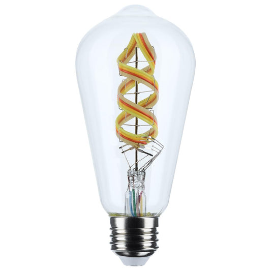 Satco S11240 ST19/6W/LED/RGBTW/CL 6 Watt; ST19 LED; 2700K-5000K RGB/Tunable White; Starfish IOT; Clear; Medium Base; 120 Volt