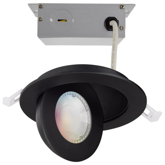 Satco S11294 9 Watt LED Gimbaled Downlight 4 Inch RGB & Tunable White Round Starfish IOT Black Finish 650 Lumens 120-277 Volt