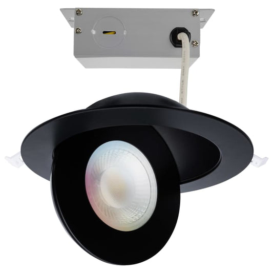 Satco S11294R1 9WLED/GBL/4/RGBTW/BL Starfish 9 Watt LED Gimbal Downlight 4 Inch 2700K-5000K RGB Tunable White Remote Driver Black Finish 120-277