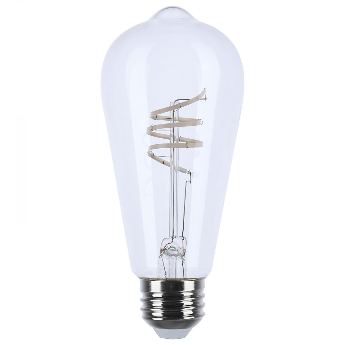 Satco S11520 6 Watt LED Reminiscent Flex Gray Coil Filament ST19 Medium Base 2700K CCT Clear 120 Volt
