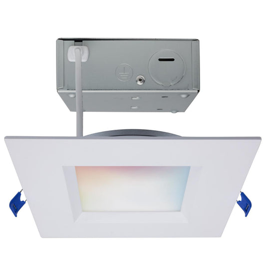 Satco S11567 12 Watt LED Direct Wire Low Profile Regress Baffle Downlight 6 Inch Square Starfish IOT Tunable White and RGB 120 Volt 90 CRI White Finish
