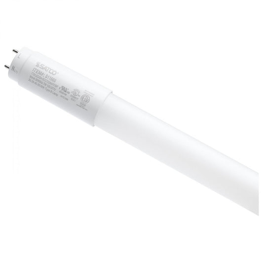 Satco S11663 10.5 Watt T8 LED 48 Inch 30K/35K/40K/50K/65K CCT Selectable Medium Bi Pin Base Type B Ballast Bypass 120-277 Volt Frost Finish