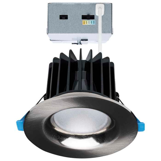 Satco S11672 24WLED/DW/DNL3/FS/RND/DD/BN 16/20/24 Watt LED Remote Driver Downlight 27K/30K/35K/40K/50K CCT Field Selectable Round Brushed Nickel Finish Dual Dimming 120-277 Volt