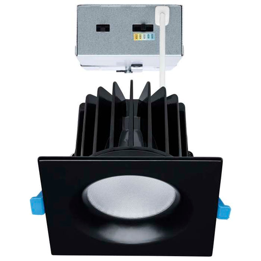 Satco S11674 24WLED/DW/DNL3/FS/SQ/DD/BK 16/20/24 Watt LED Remote Driver Downlight 27K/30K/35K/40K/50K CCT Field Selectable Square Black Finish Dual Dimming 120-277 Volt