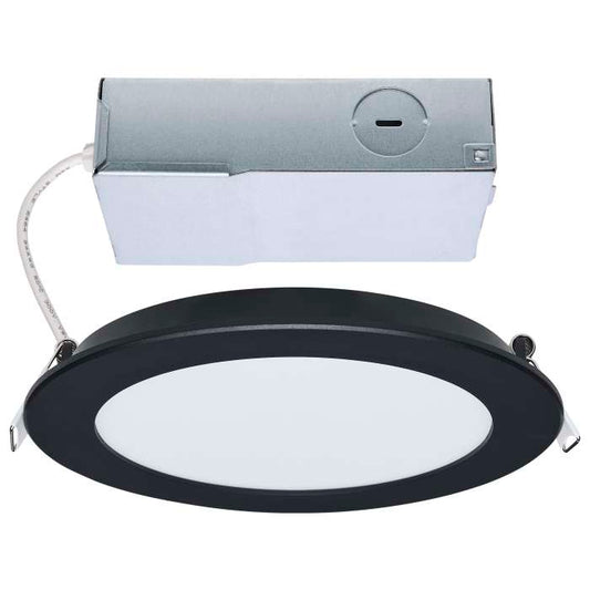 Satco S11686 11WLED/DW/6/CCT/RND/FL/RD/BK 11 Watt LED Direct Wire Performer Series Downlight Remote Driver 6 Inch 27K/3K/35K/4K/5K CCT Selectable Round Flat Face Black Finish