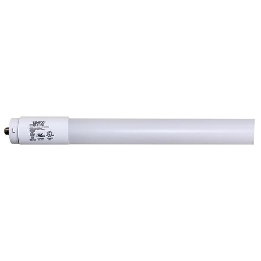 Satco S11750 14 Watt T8 LED Single Pin Base CCT Selectable PET Shatterproof Coated White Finish Type B Ballast Bypass 48 Inches 120-277 Volt