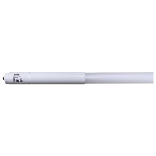 Satco S11752 38 Watt T8 LED Single Pin Base CCT Selectable Type B Ballast Bypass PET Shatterproof Coated White Finish 96 Inches 120-277 Volt - CASE PACK 10