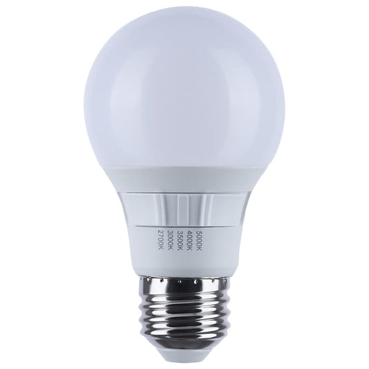 Satco S11770R1 6A19L/9CCT5/E26/PWHF 6 Watt A19 LED 27K/3K/35K/4K/5K CCT Selectable Medium Base White Finish 120 Volt