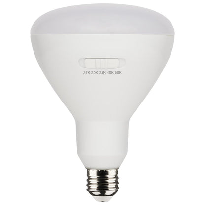 Satco S11779 13 Watt BR40 LED Medium Base CCT Selectable White Finish 90 CRI 120 Volt