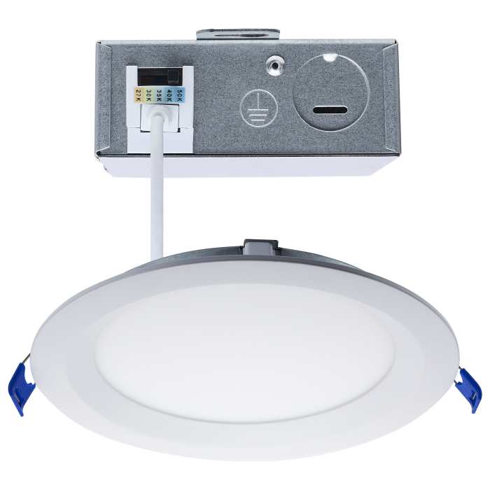 Satco S11872R1 13WLED/DW/6/CCT-SEL/RND/RD/WH 13 Watt LED Direct Wire Downlight Slimfit Smooth Baffle 6 Inch CCT Selectable Round Remote Driver White Finish