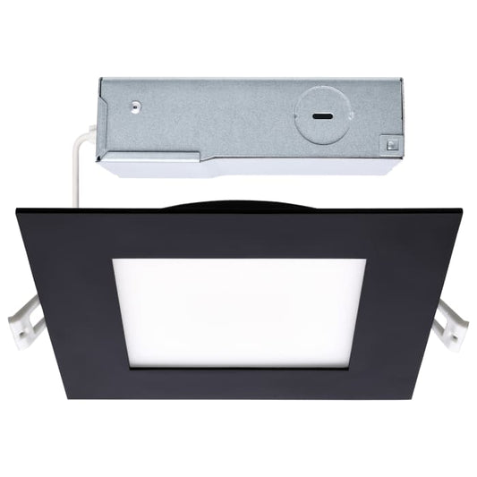 Satco S11876R1 10WLED/DW/4/CCT-SEL/SQ/RD/BK 10 Watt LED Direct Wire Downlight 4-Inch CCT Selectable Square Remote Driver Black Finish