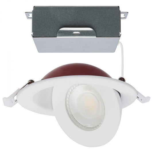 Satco S11880 9 Watt LED Fire Rated 4 Inch Direct Wire Directional Downlight Round Shape White Finish CCT Selectable Dimmable 120 Volts