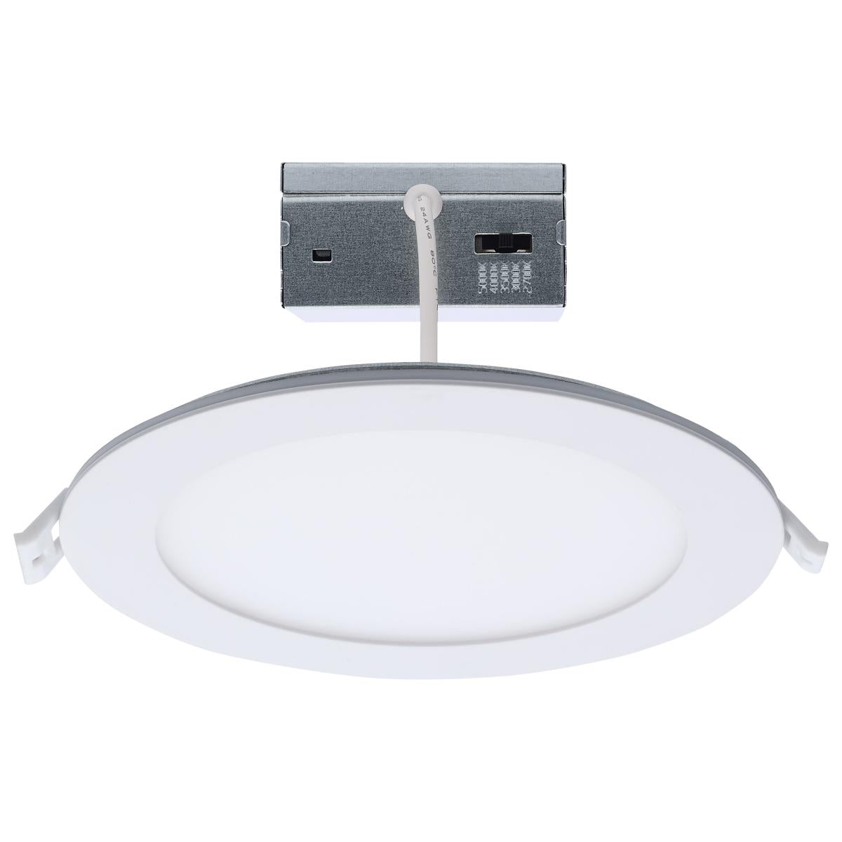 Satco S11681 11WLED/DW/6/CCT/RND/FL/RD 11 Watt LED Direct Wire Performer Series Downlight Remote Driver 6 Inch 27K/3K/35K/4K/5K Round Flat Face White Finish