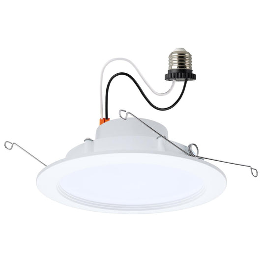 Satco S11893 10WLED/DLR/6/CCT-SEL/WR/RND/WH 9.5 Watt 6 Inch LED Downlight Retrofit 27K/30K/35K/40K/50K Regressed Wafer Round Matte White Finish