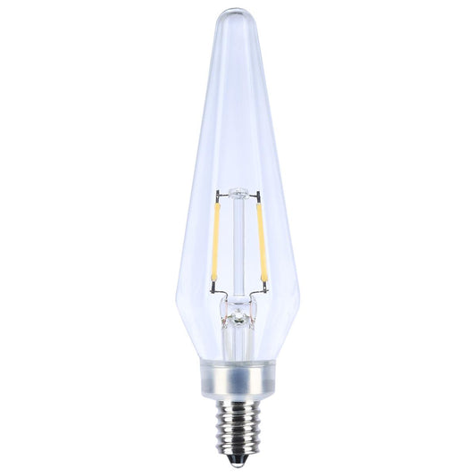 Satco S12140 2 Watt Prismatic HX11 LED 2700K CCT Candelabra Base 120 Volt Clear Finish 2-Card