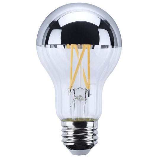 Satco S12537 8A19/SLVR/LED/927/120V 8W A19 Half Chrome Silver LED 2700K