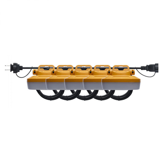 Satco S13168 60 Watt LED High-Lumen Industrial/Commercial String Light 5 Interconnected Lamps 5000K 50 Foot Integrated Cord 120 Volt
