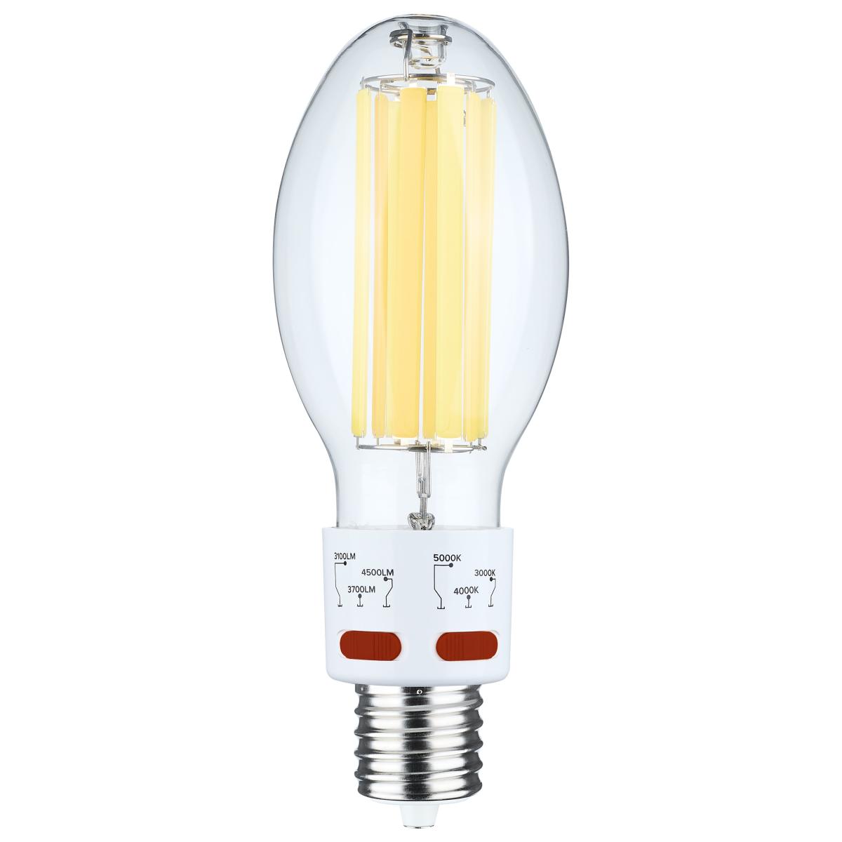 Satco S13195 17/20.5/25 Wattage Selectable LED HID Replacement ED28 3000K/4000K/5000K CCT Selectable Mogul Extended Base Clear 120-277 Range Voltage