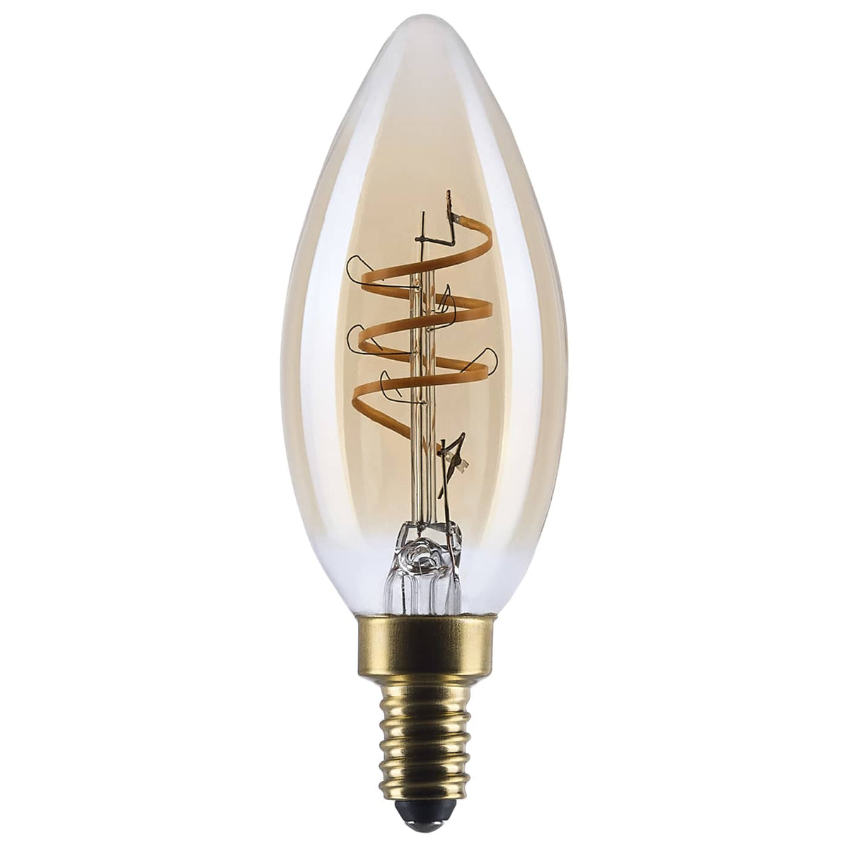 Satco S14219 5.5 Watt C11 LED  2000K CCT  Candelabra Base  Clear Glass  Amber coil Filament  Dimmable  120 Volt