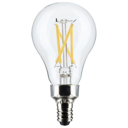 Satco S21871 5.5 Watt A15 LED Clear Candelabra Base 2700K 450 Lumens 2-Pack