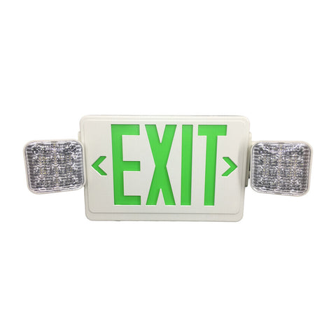 Eiko 11038 EXIT/EM-G-W Exit Sign Green with Emergency Light White Housing