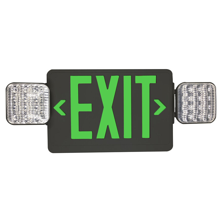 Eiko 11040 EXIT/EM-G-BK Exit Sign Green with Emergency Light Black Housing