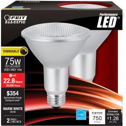 FEIT PAR30L/830/LEDG11/2 750 Lumen 3000K Dimmable LED PAR30LDM/930CA - 2 PACK