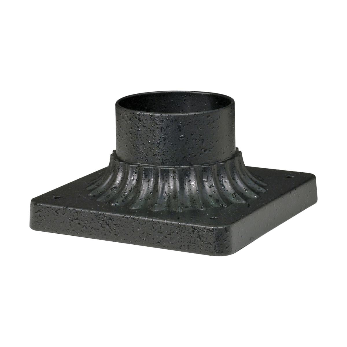 Satco 25-1200 Aluminum Post Base; Textured Black Finish; 6 in.; Square; Pier Mount Base