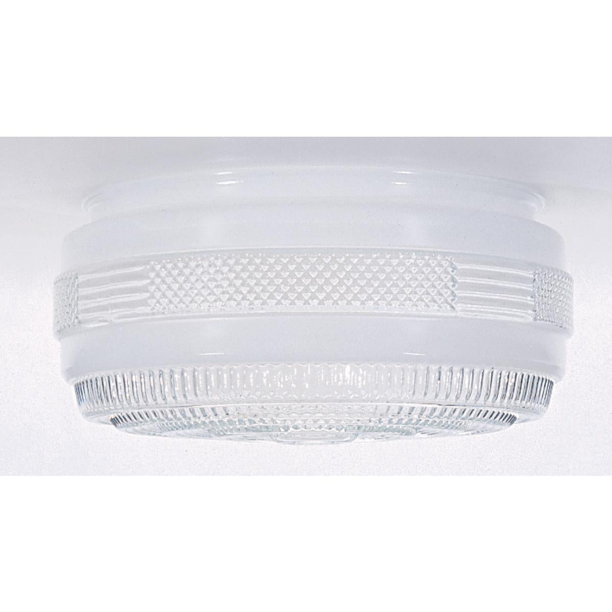 Satco 50-105 Outside White Drum Glass Shade With Clear Sides And Bottom 6-1/2 in. Diameter 5-7/8 in. Fitter 3-1/2 in. Height