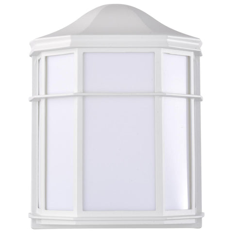 Satco 62-1396 LED Cage Lantern Fixture; White Finish with White Linen Acrylic