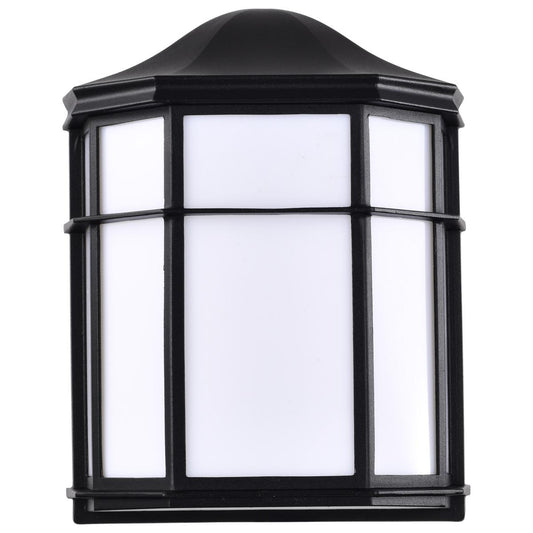 Satco 62-1397 LED Cage Lantern Fixture; Black Finish with White Linen Acrylic