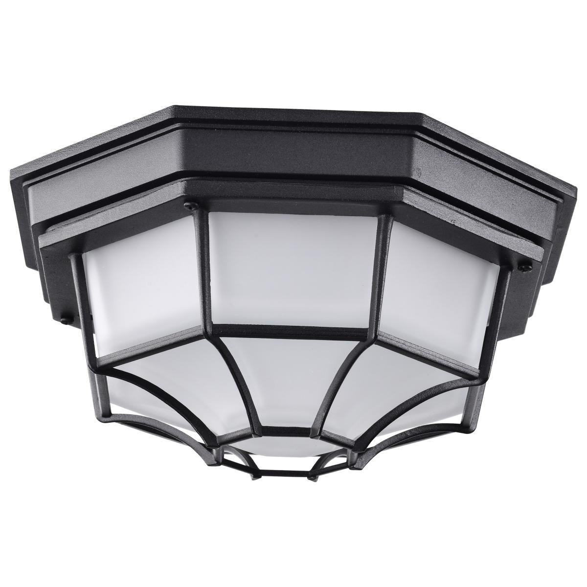 Satco 62-1400 LED Spider Cage Fixture; Black Finish with Frosted Glass