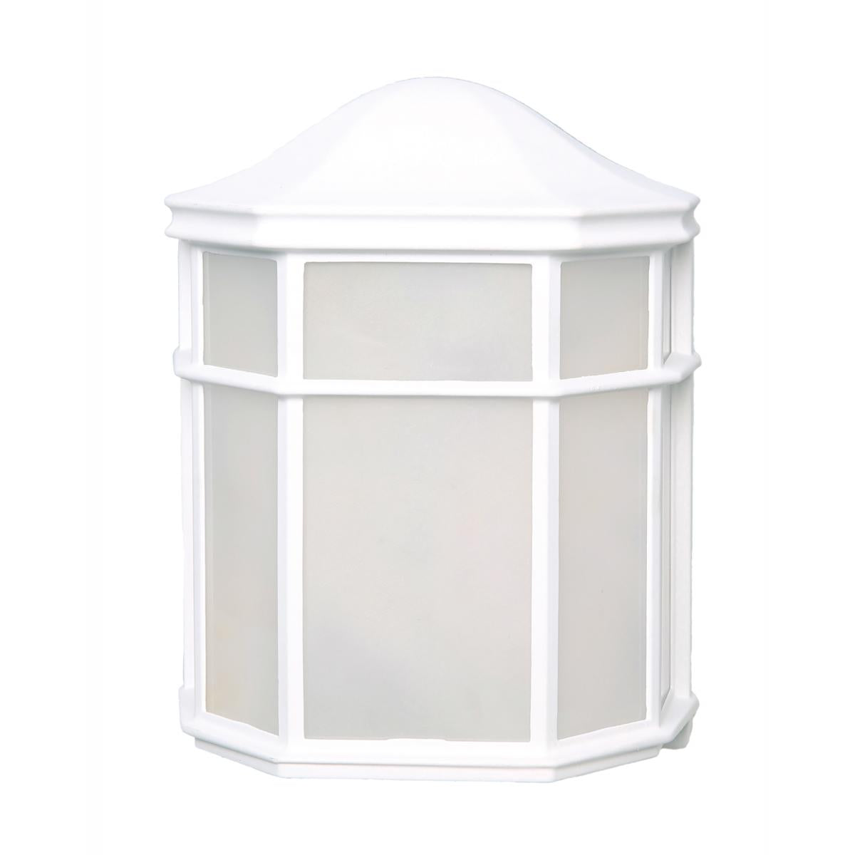 Satco 62-1416 LED Cage Lantern Fixture White Finish with White Linen Glass