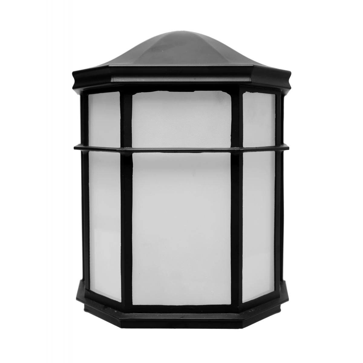 Satco 62-1417 LED Cage Lantern Fixture Black Finish with White Linen Glass