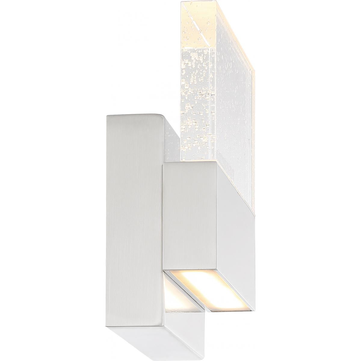 Satco 62-1502 Ellusion LED Medium Wall Sconce 15W Polished Nickel Finish with Seeded Glass