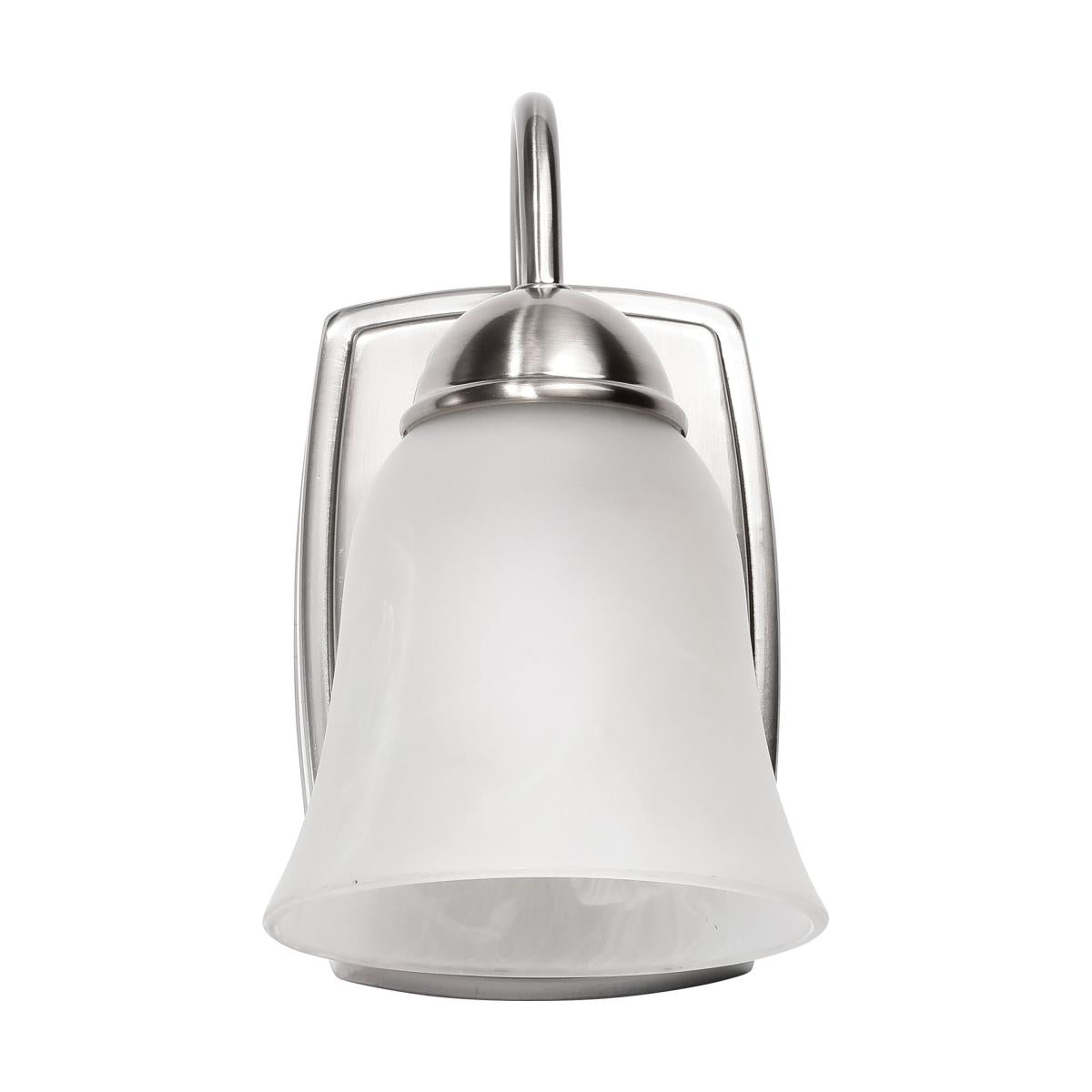 Satco 62-1567 8 Watt LED 1 Light Vanity Fixture 3000K Brushed Nickel with Alabaster Glass