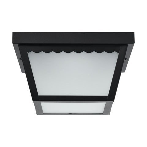 Satco 62-1572 12 Watt 9 inch LED Carport Flush Mount Fixture 3000K Dimmable Black Finish with Frosted Glass