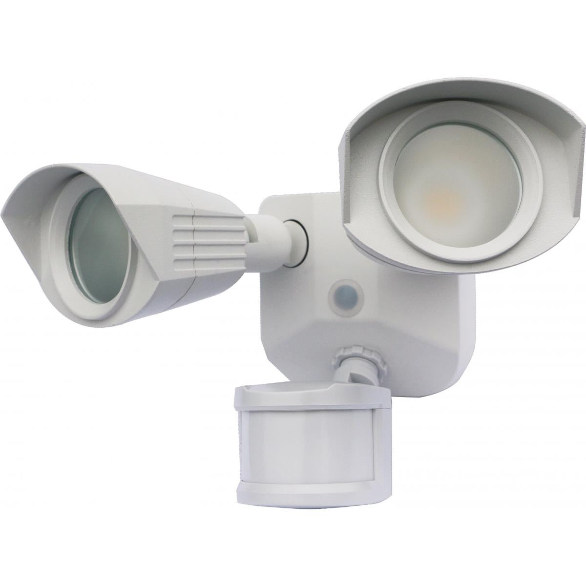Satco 65-211 LED Security Light; Dual Head; White Finish; 3000K; Motion Sensor