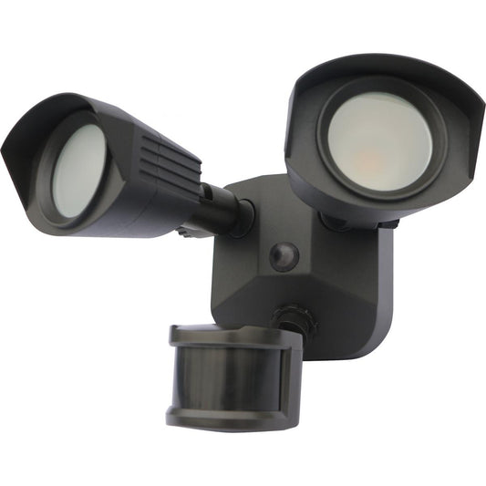 Satco 65-213 LED Security Light; Dual Head; Bronze Finish; 3000K; Motion Sensor