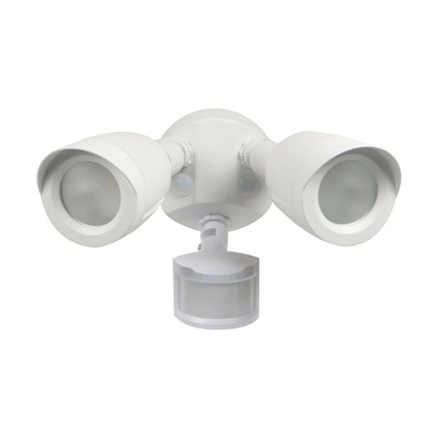 Satco 65-711 LED Security Light Dual Head Motion Sensor Included White Finish 3000K