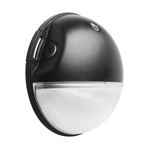 Satco 65-750 LED Small Round Wall Pack 20W CCT Selectable Bypassable Photocell 120-277 Volt Black Finish