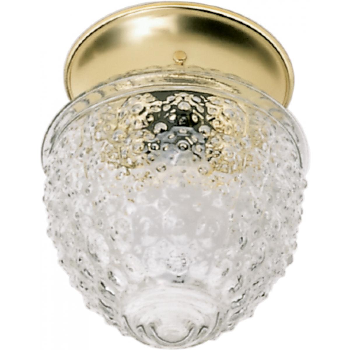 Satco 77-125 1 Light - 6" - Ceiling Fixture - Clear Pineapple Glass - Polished Brass Finish