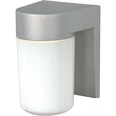 Satco 77-136 1 Light - 8" - Utility Wall Mount - With White Glass Cylinder - Satin Aluminum Finish