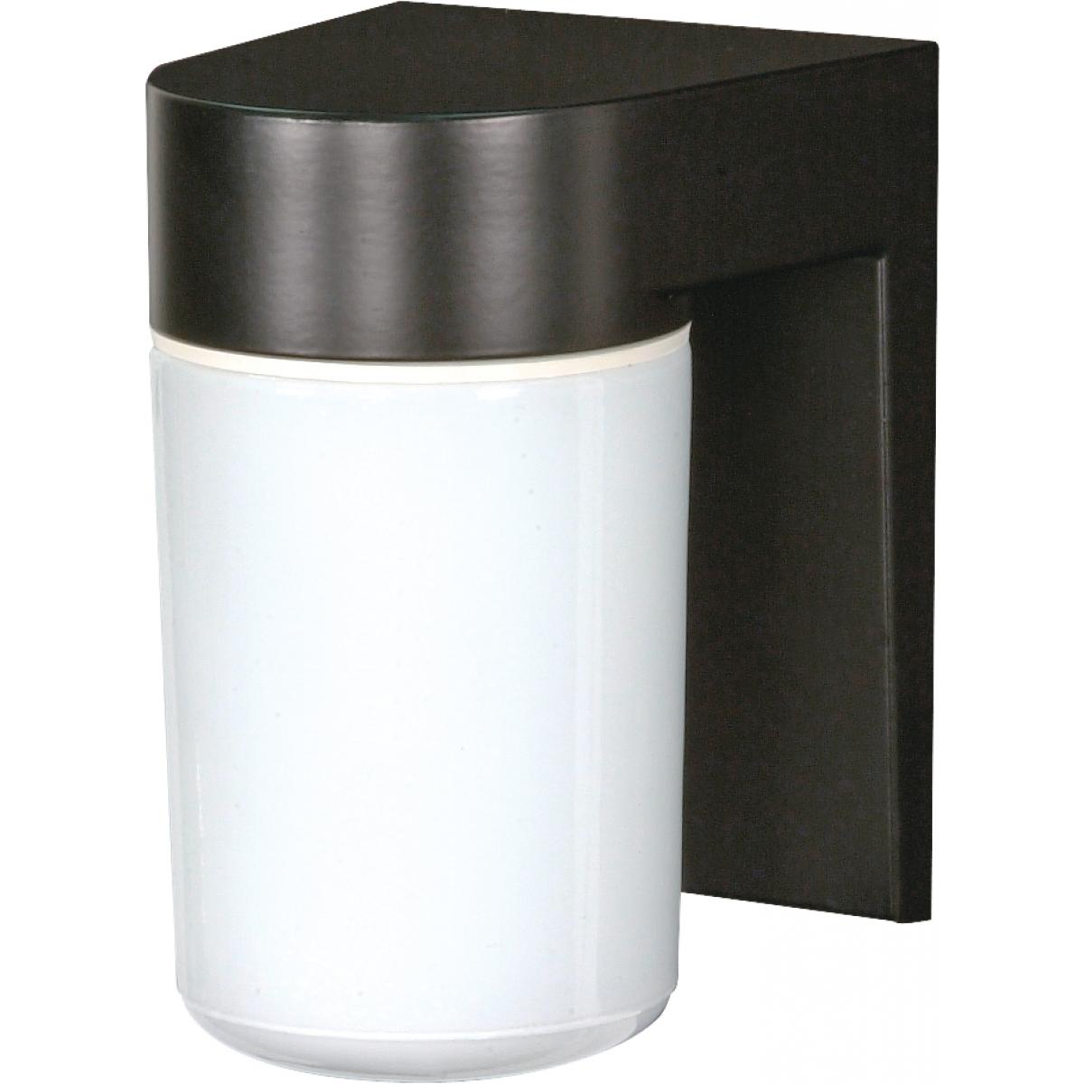 Satco 77-137 1 Light - 8" - Utility Wall Mount - With White Glass Cylinder - Black Finish