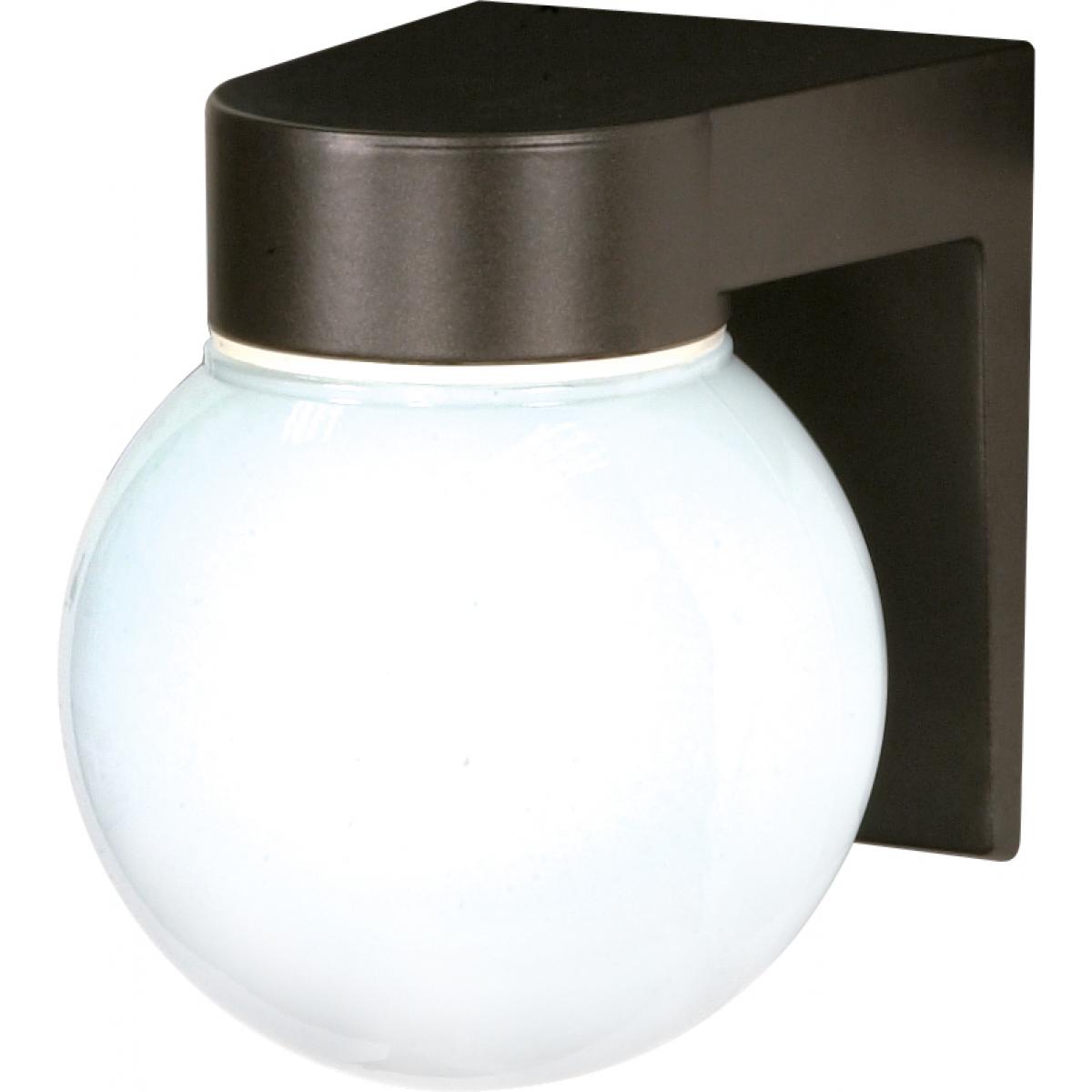 Satco 77-141 1 Light - 8" - Utility Wall Mount - With White Glass Globe - Bronzotic Finish