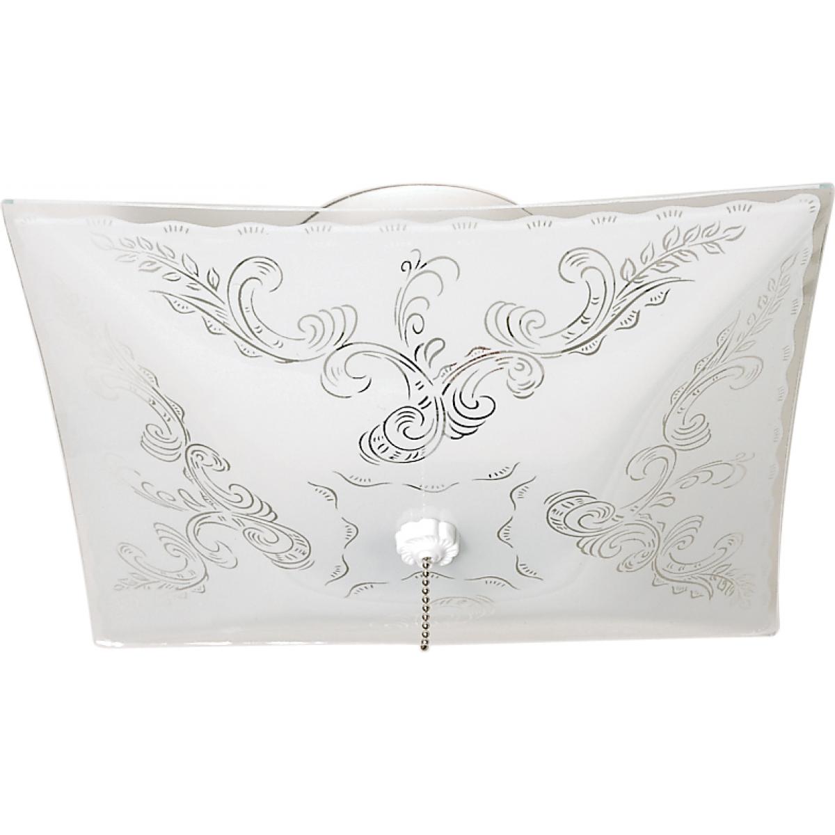 Satco 77-392 2 Light - 12" - Ceiling Fixture - Square Floral / with Pull Chain - White Finish