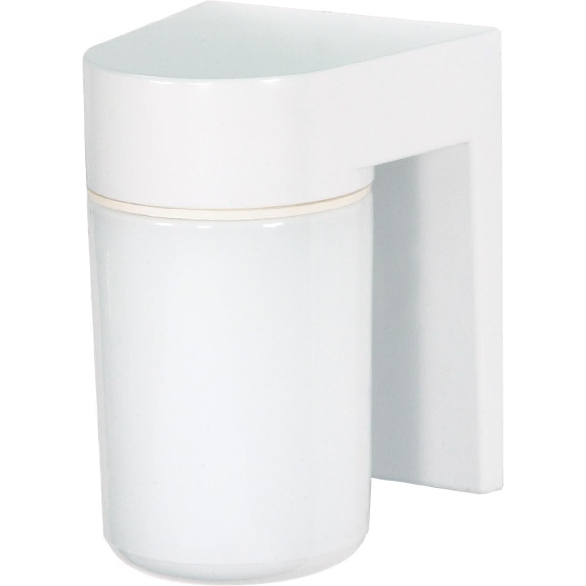 Satco 77-530 1 Light - 8" - Utility Wall Mount - With White Glass Cylinder - White Finish